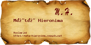 Máté Hieronima névjegykártya